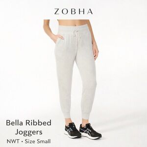 NWT Zobha Bella Jogger Heather Grey Ribbed Soft Lounge Pants Size Small